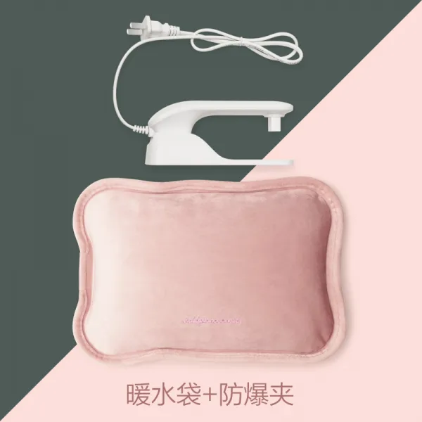 손난로 보온물주머니 충전 방폭 핫팩 따뜻한배 모직 귀여운 애니메이션 짝은난로, T03-핑크 모리 벨벳 국제 보온물주머니+방폭 클립