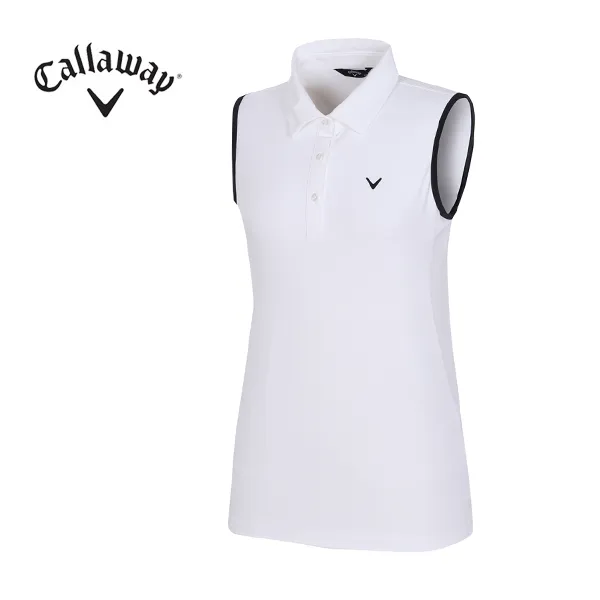 [캘러웨이]여성 기능성 라인 카라 나시 티셔츠 CWTYG5154-100, WHITE