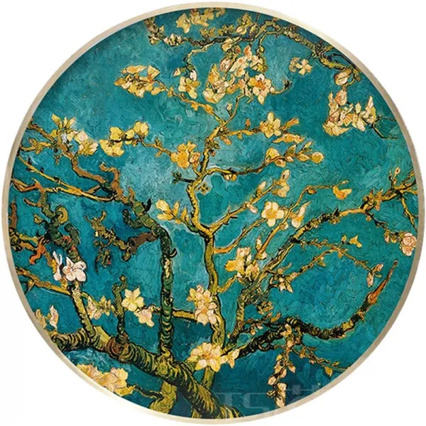 원형 명화 보석십자수 꽃 고흐 DIY 고흐 아몬드나무 안방 거실 인테리어 5D 대형, 60x60cm