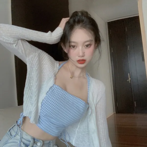 행복한쩡이네 가을 2020 얇은 루즈핏에 카디건 긴팔 화이트 니트 여장 루즈핏 쇼트 탑