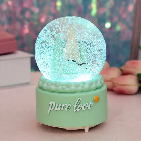 작은 공룡 수정 구슬 음악 상자 눈송이 수 있습니다 여자 친구 생일 선물 여자 소년 어린이 음악 상자 멍청한 용 녹색 자율적 인 스노우 음악 랜턴 대형