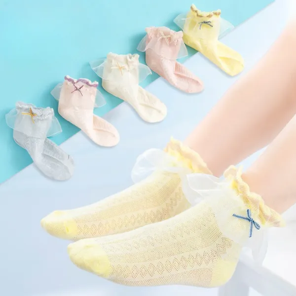 미소 MJ67 유아여자아동 큐티레이스소녀 봄여름고급아동양말 5켤레세트