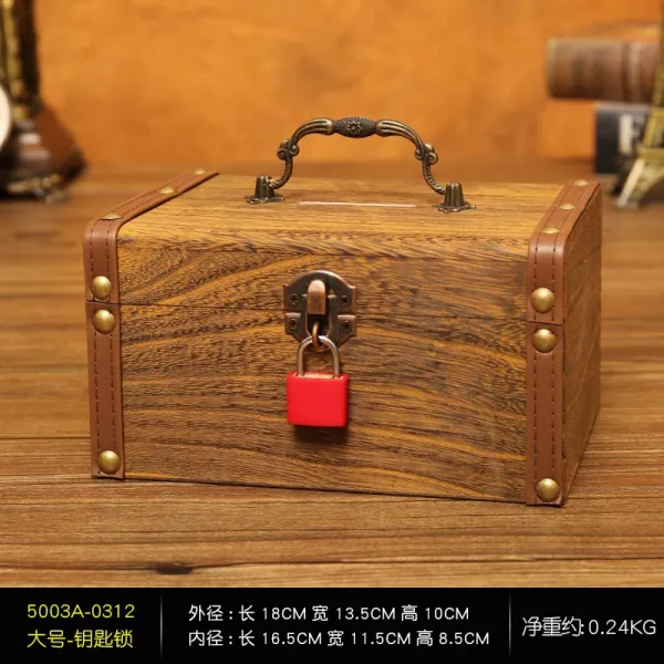 동전저금 골동품 궤짝 비즈보관함 보물상자가방, 큰 키 잠금