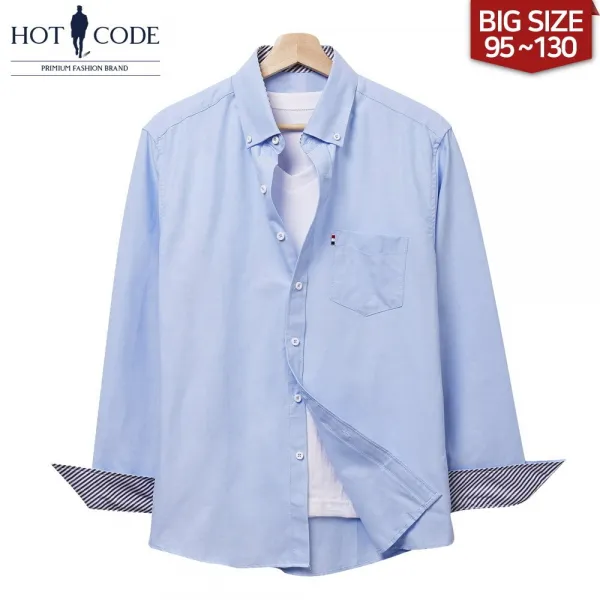 핫코드 남성용 옥스포드 하늘 남방 빅사이즈 긴팔 셔츠 Hc94