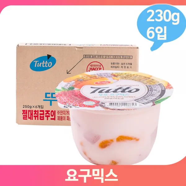 뚜또요구믹스 230g 6입 업소 과일요구르트 요구믹스 푸딩 식당 대용량, 단일상품