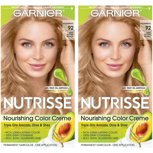 [Garnier] 가니 에르 Nutrisse 영양 영구 헤어 컬러 크림 (101) 라이트 버터 금발 (2 카운트) 금발 머리 염색, 단일상품, 단일상품