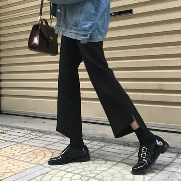 불규칙성 구 바지 여학생을 향해 직선 새로운 레저 느슨한 허리 슬리밍 다리를 봄