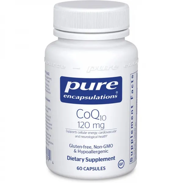 순수 캡슐화 CoQ10 120mg 코엔자임 Q10 에너지 항산화제 뇌 및 세포 건강 인지 및 심혈관 지원* 60캡슐:, 1, 단일옵션