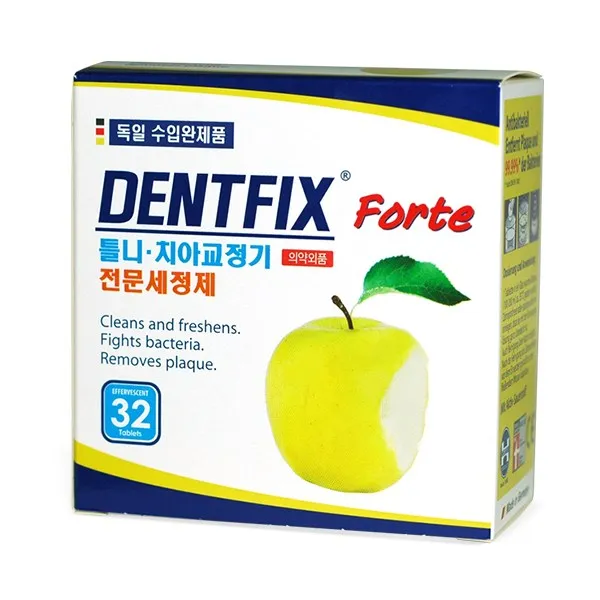 덴트픽스 포르테 치열교정기 틀니 세정제 32정, 1개
