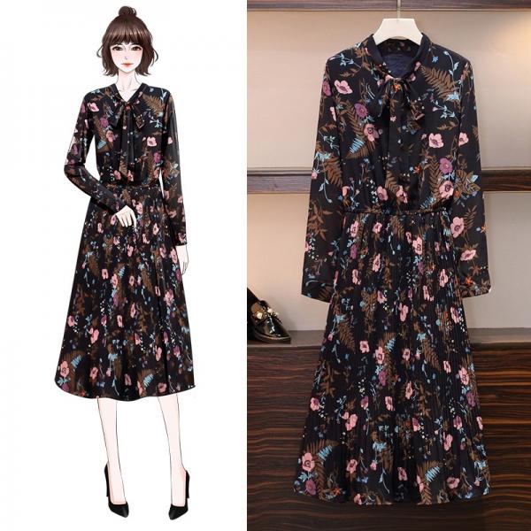 큰언니1100 8009 (XL~5XL)시크 꽃무늬 큰사이즈 빅사이즈 쉬폰 원피스