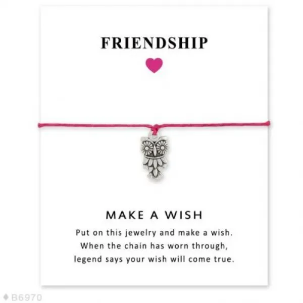  해외 남녀 여자 우정 문 약혼 웨딩 들러리 소원 실버 올빼미 코끼리 매력 팔찌 B6970