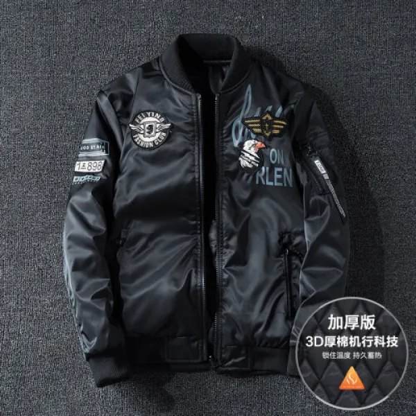 UYUK 재킷남외투원 미국공군비행원 협크추절계 야구복에 면두대형양면입방면 블랙웨이브머슬 겨울티크 2(4), 상세설명참조