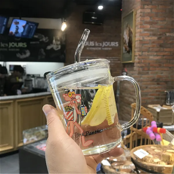 DFMEI 우유잔 눈금 아침식사 우유잔을 마시면 빨대포 분유 머그잔이 데워집니다, DFMEI 숨바꼭질+캡+유리흡입관리하다, {