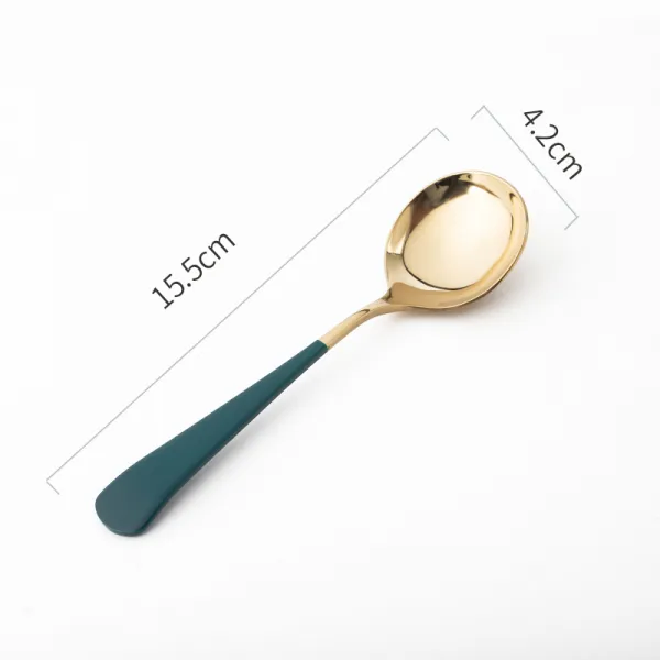 304 스테인리스 스틸 가정용 독창적 디저트 수프를조절 식사 인싸템 긴 자루 고밀갱도, 그린 손잡이 인싸템 숟가락