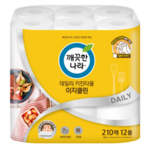 깨끗한나라 데일리 키친타올 이지클린, 210개입, 12개