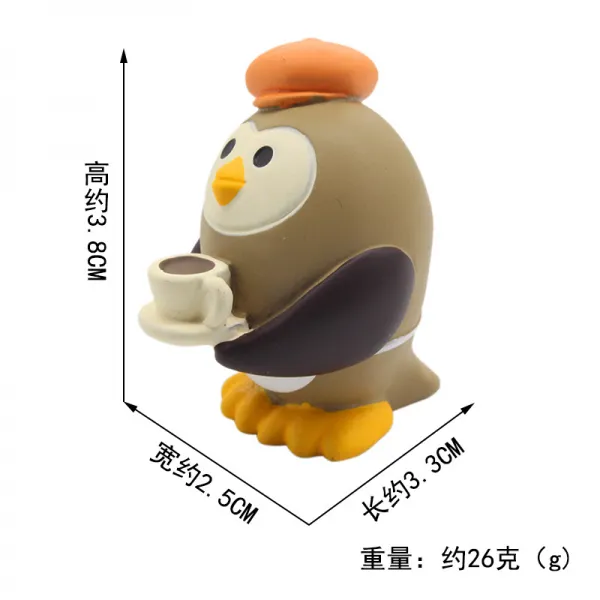 해외직구 일식 베이커리 빵 고양이 시바견 decole Zakka 카페 수지 인형 다섯 종류의 장식품, 부엉이가 차를 들다