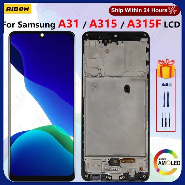 삼성 갤럭시의 새로운 A31 LCD표시하다 A315F삼성의 터치 스크린 A315 SM-A315F/DS LCD디지타이터 SM-A315G교체 부품, 1Ea, Black with frame