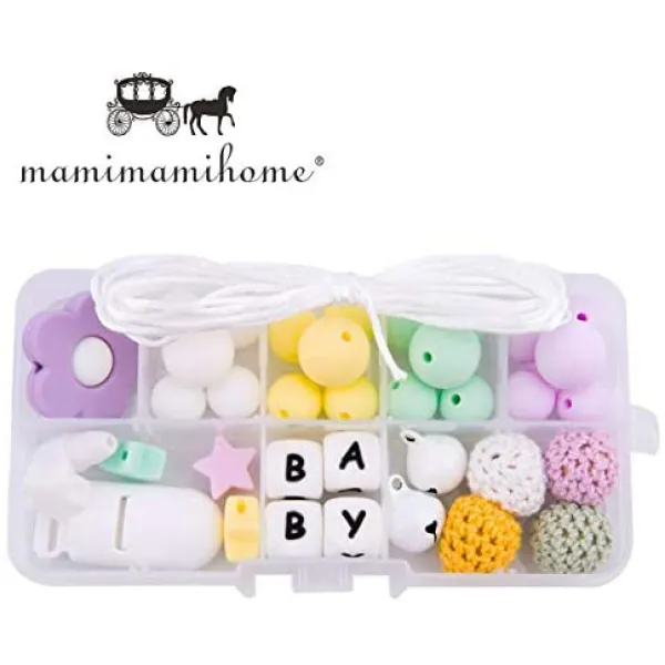 7.예상수령일 2-6일 이내 Mamimami home이를 굳게 세트 실리콘 구슬 벨 된 수제 가능 이가 위해 홀더 젖꼭, 퍼플