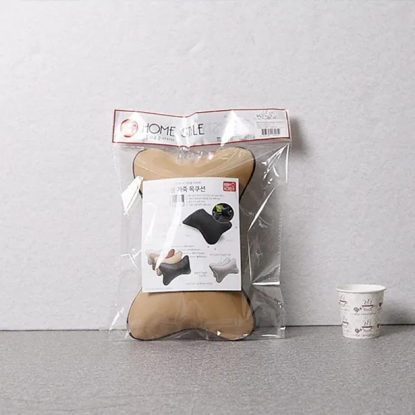  2n 차량용쿠션 여행용베개 목베개 목쿠션 베이지 Abm_abm C 차량용가죽목쿠션 베이지 X3set_ds00124237