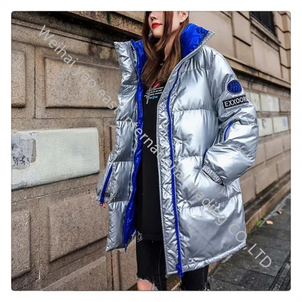 Xn새로운 밝은 가죽 코트 여성용 그물 레드 다운 코튼br2653