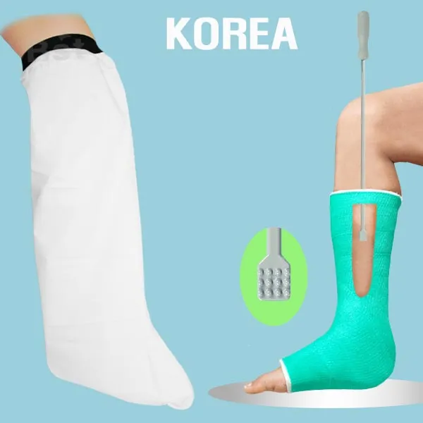 헬스데이 다리 깁스 방수커버 기브스 완벽방수 국내생산, 깁스방수커버 다리L70 + 깁스긁개, 1개입