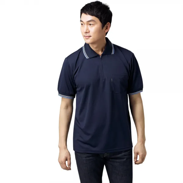 [밀리언샵365] K-582 흡한 속건 쿨론 반팔티 지퍼 곤색 M~4XL 일상 레저 회사 유니폼 단체복 근무복 작업복 빅사이즈 남자