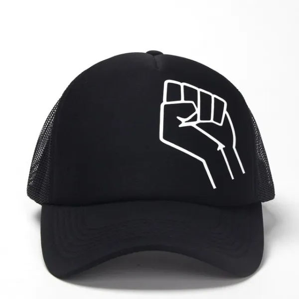 야구모자 패션 햇 DongKing 파워 블랙 제기 항의 주먹 트럭 모자 메쉬 캡 인쇄 Snapback 남자 여자 성인