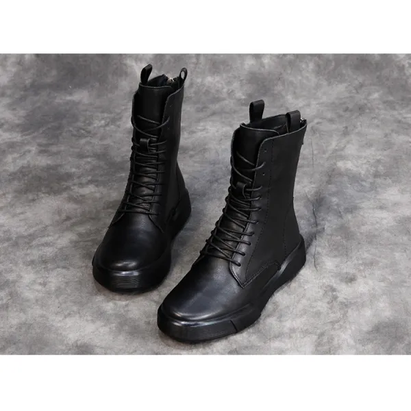 방한부츠 꿍꿍이춤 끈허리띠 워커힐 가죽 아일랜드스타일 롱부츠 통굽 소프트한바닥 라이더자켓 소가죽 하프부츠 자녀