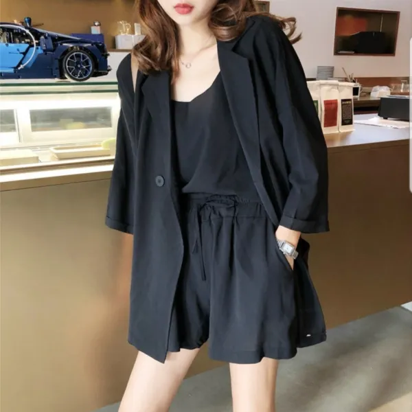 나라라오리 베이직 블레이저+캐쥬얼 정장 반바지 SET 3피스 세트