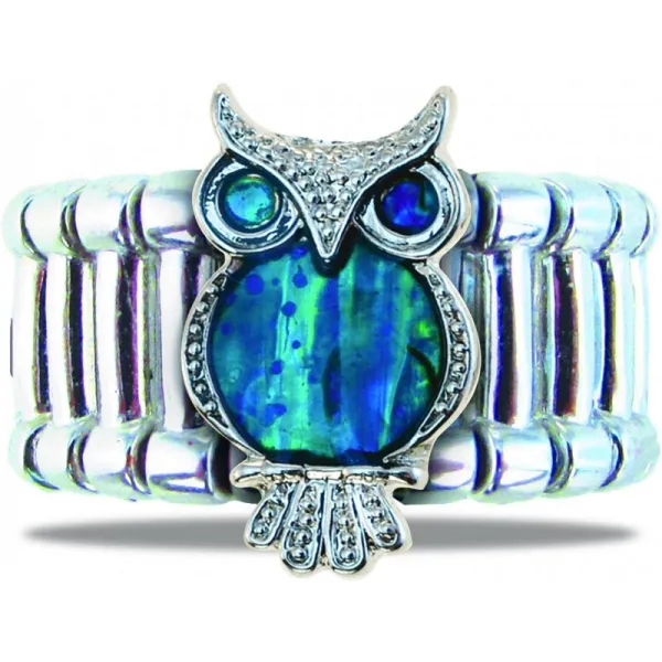 의아한 물은 And 파란 올빼미 조정 가능한 반지 진짜 뉴질랜드 Paua 포탄 야생 생물 주제 유행 문 남녀 공