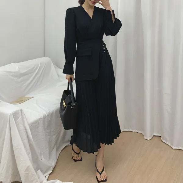 떳다그녀 나이로 플리츠 롱 원피스