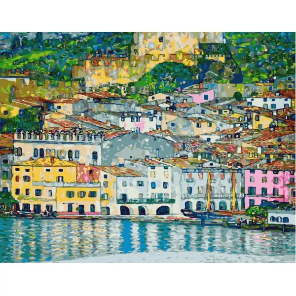 모모픽스페인팅 DIY명화그리기 60x75cm 풍경, WP08 클림트 가르다호숫가