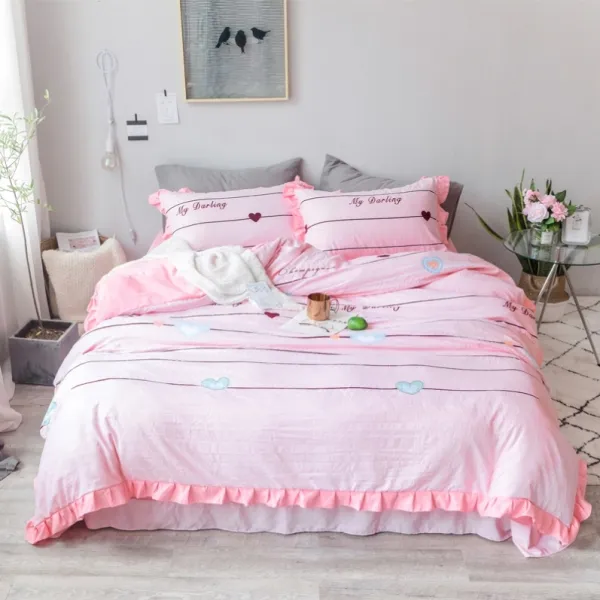 클로이 침대시트 4종 한식 호텔 6x7 면 18x20 15 침대이불커버 미결점 더심쿵 핑크