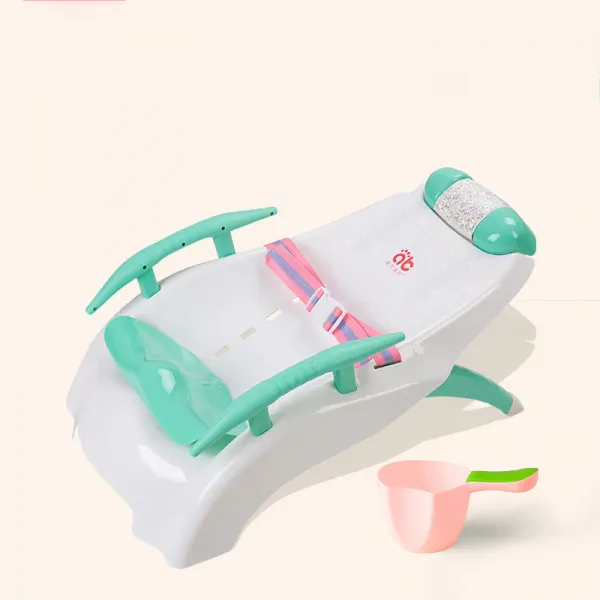 [해외 직송]DALIN 유아목욕의자 머리 감는 침대 머리 감는 의자 어린이 머리 감는 신기 어린이는 접어서 앉고 누워서 세탁할 수 있다 일등품 XZ27 A23, 01 그린