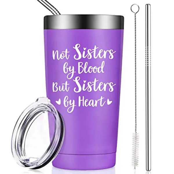 Birgilt는 피 자매가 아니라 영적 자매 법률 적 자매 선물 여성의 가장 친한 여자 친구 영혼 자매 재미있는 비 생물 적 자매 생일 선물 스테인레스 스틸 Purple Purple