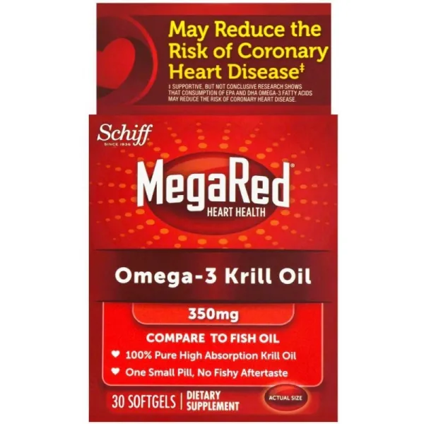 MegaRed 350mg Omega-3 Krill Oil-어유와 같은 비린내 뒷맛 없음 30 소프트 젤, 단일옵션