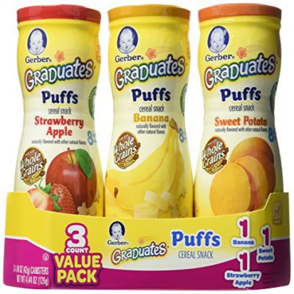 Gerber Graduates Puffs - Variety Pack - 1.48 oz - 3 pk 거버 졸업생 퍼프 - 버라이어티 팩 - 42g - 3 팩, 1