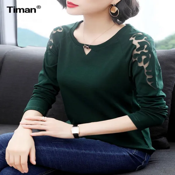 빅피플 긴팔 중년여성 빅사이즈 티셔츠 순면 Sa2318 이너