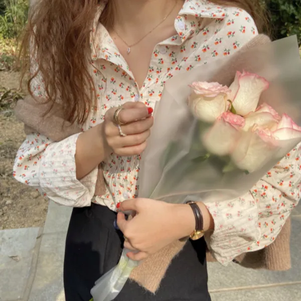 도오빠 여성 셔츠 남방 블라우스 앵두 오버핏 여자셔츠 긴팔 루즈핏 빅사이즈 티셔츠_타우니