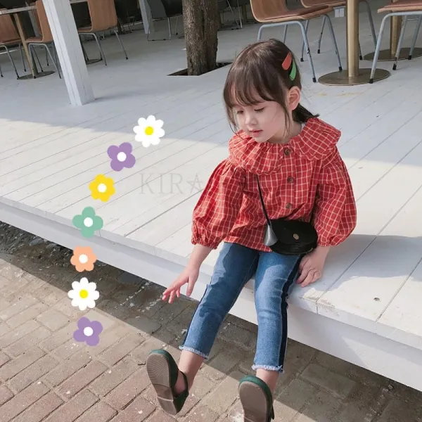 kirahosi 유아체크셔츠 아동셔츠 여아블라우스 37호 + 덧신 증정 Z45bihz