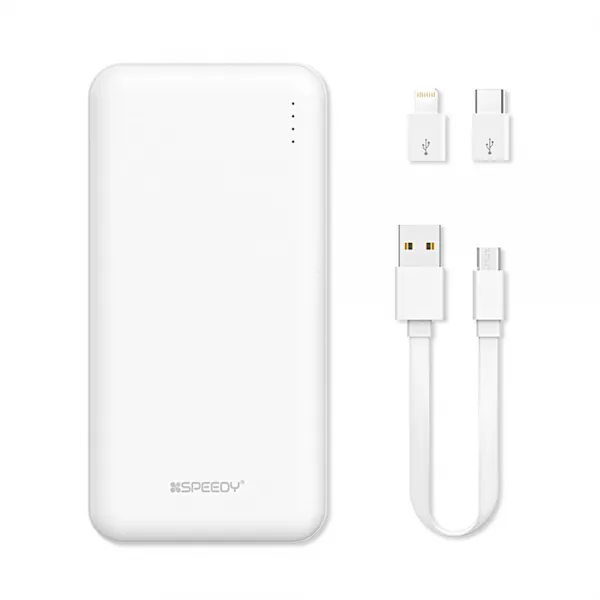 SPEEDY 슬림 듀얼 보조배터리 20000mAh 2A + 5핀 케이블 + 8핀 + C타입 젠더 세트, SPE-2PCPPB200, 혼합색상