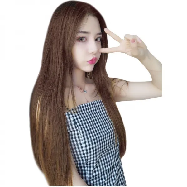 벨르비쥬 메리 생머리 장발 장발가발, 개, 브라운