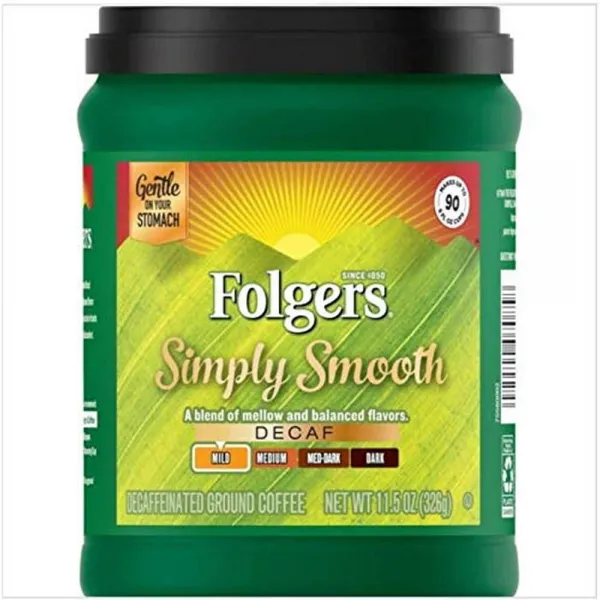 [수입] 신선한 맛의 Follgers 커피 간단히 부드러운 디카페인 위를 부드럽게 11.5 Oz 캐니스터 (3pk), 수량, 상세참조