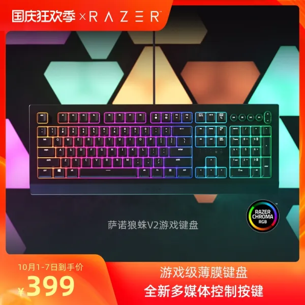 RAZER 뇌사 사노거미 V2 게임용 박막 틀리다 기계 RGB 환채 백라이트, 사노거미 V2 키보드, 정부측 표기함