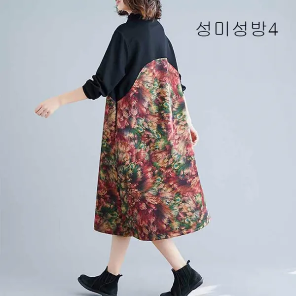 성미성방 빅 사이즈 롱 원피스 추동 올가을 양기 긴팔 스커트 셔츠 원피스x02
