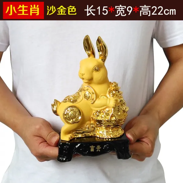 와이유 말소품 12생쇼상조소우호랑구렁이마양원숭이닭돼지속상풍수가 거실장, 소생쇼토사골드15*9*22CM