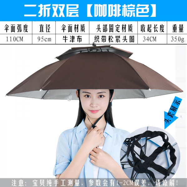 유니크몰 헤드 우산 모자 환경미화원 차를 따고 헤엄쳐 낚시 캡 이중 라지 접어서 빗물 방지 더블레이어 직경 95거피색 빅타입 2