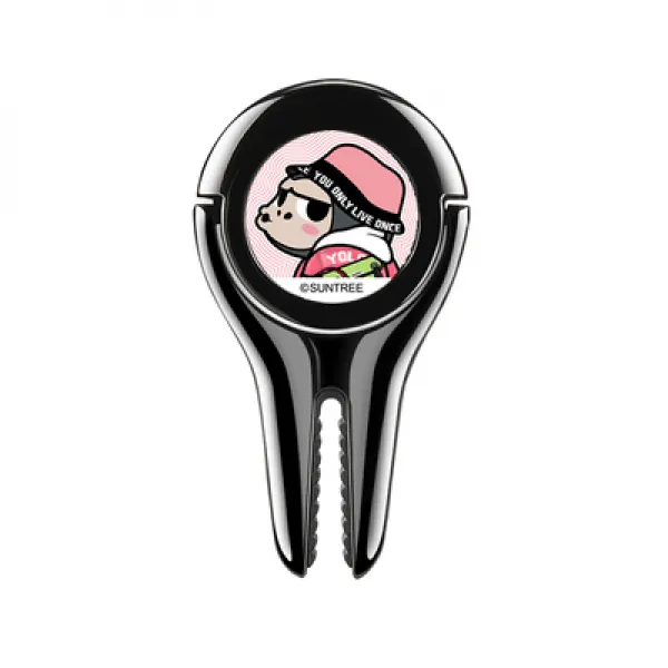 비에스피 거치대 쥐뿔도 없는 놈팡이 합금 띠 테이블 받침대 차내 차량탑재 송풍구 집게 점착 분실 방지, 1, 핑크 큐티 성 상패