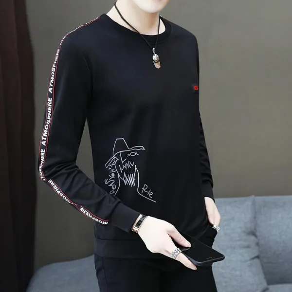 Kirahosi 가을 남성 맨투맨 겨울 남성 맨투맨티셔츠 패션 긴팔 티 Xj 187 +덧신 증정 Ahku4kgg