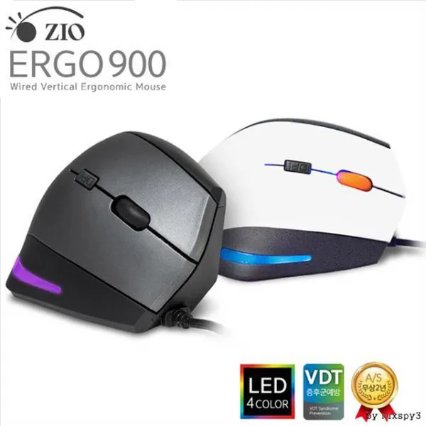 ZIO ERGO900 인체공학 버티컬 마우스 최적의 그립감 고감도센서 탑재 LED조명, 화이트